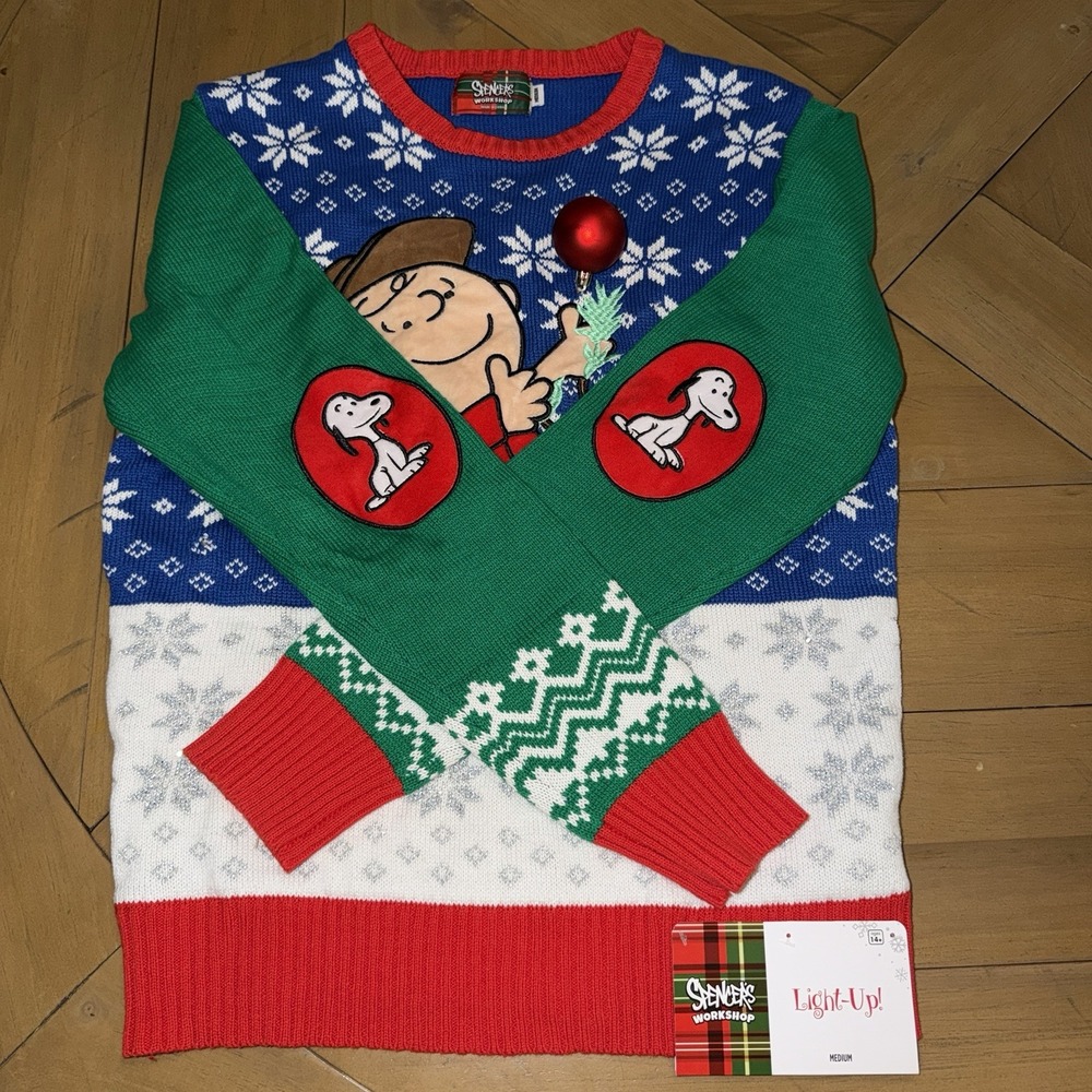 Snoopy Charlie Brown Christmas Light Up Sweater Spencer's Workshop NWT Medium